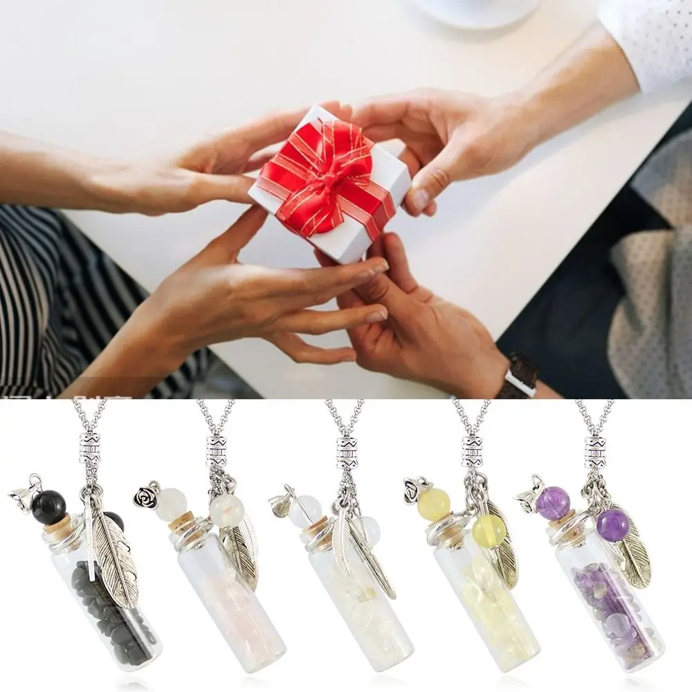 

Wood Plug Openable Keepsake Jewellery Reiki Healing Stone Natural Crystal Wishing Bottle Necklace Perfume Vial Pendant