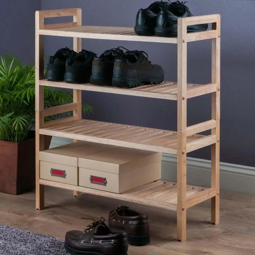 

Wood Mercury 2-Piece Stackable Shoe Rack, Natural Finish s Cabinet Storage Organiser Rack Space