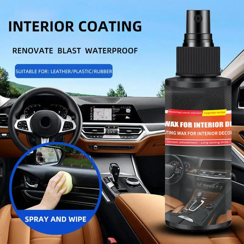 

Car Interior Detailing Spray Wax Auto Leather Plastic Shine Restorer Car Interior Cleaner Long Lasting Gloss Interior Cleaner