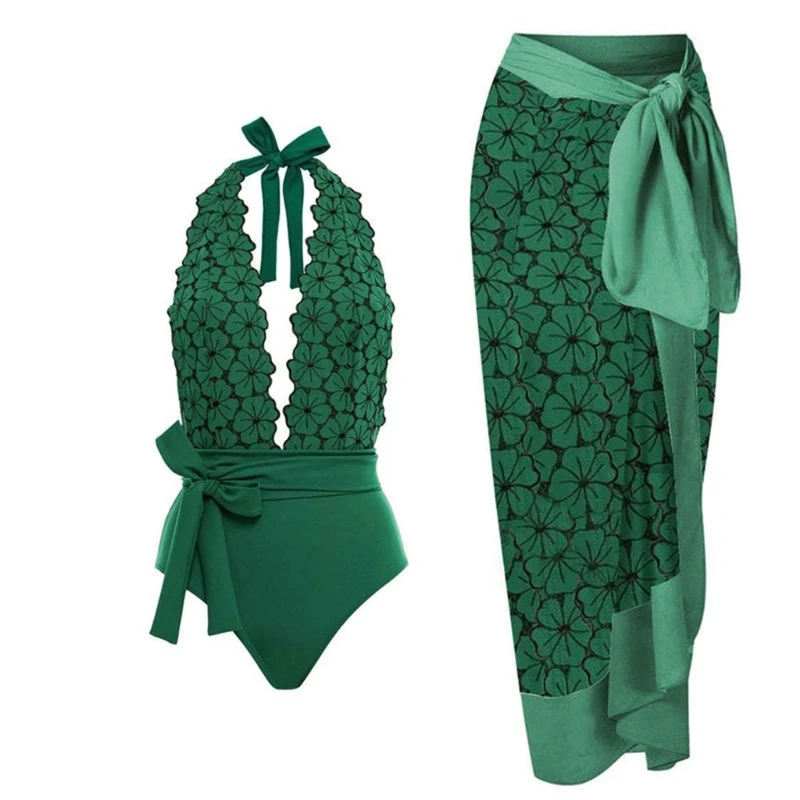 

Женский слитный купальник с накидкой, юбка с запахом и цветочным принтом, бикини, купальник из двух предметов, купальный костюм для пляжной одежды