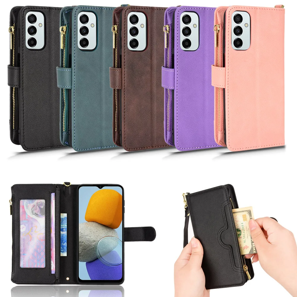 

Роскошный кожаный флип-кошелек с несколькими отделениями для карт для Samsung Galaxy M23 F23 A53 A33 A13