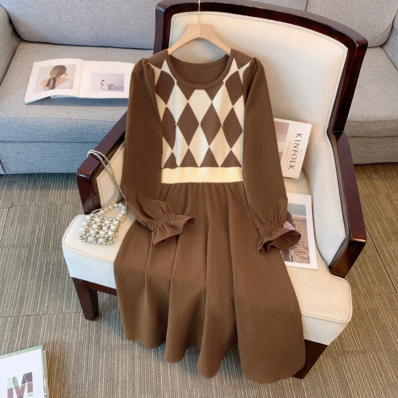 EHQAXIN 2023 Осень-Зима Женское вязаное платье модное повседневное Элегантное