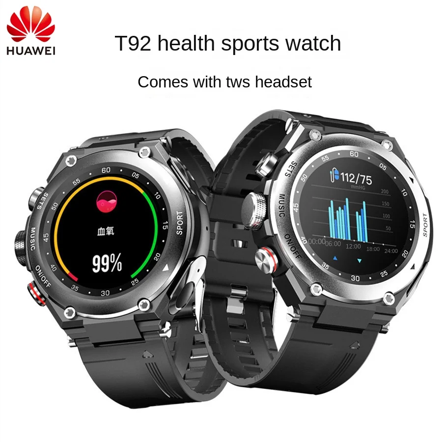 

Bluetooth-гарнитура T92, умные часы с Bluetooth, мужские часы для вызова, TWS-гарнитура, часы