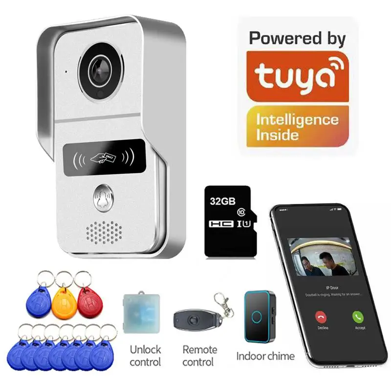 

IP-видеодомофон Tuya с поддержкой Wi-Fi и ИК-сигнализацией, 1080P