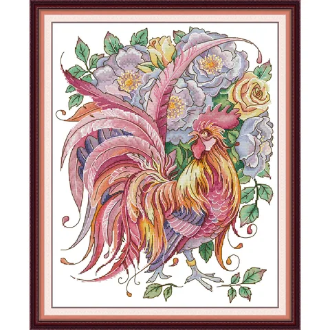 Soulgift News Набор для вышивки крестом "Петух в розове"