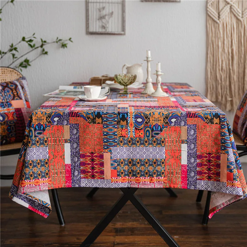 

Bohemian Style Waterproof and Stain Proof Geometric Pattern Tablecloth Rectangular Dining Table Tablecloth Kitchen Decoration