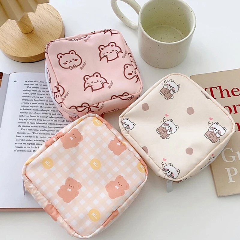 

Organizer Sanitary Towels Storage Bag Cartoon Cute Pouch Small Cosmetic Fabric Wire Purses Cloth Sanitary Pad Pouch Bag Storage