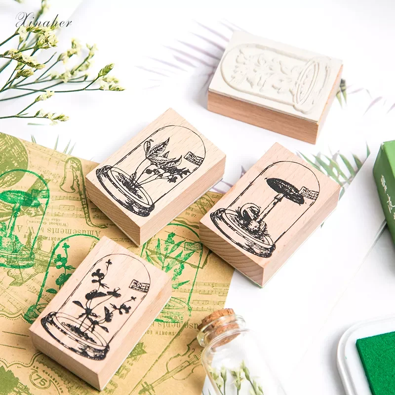 

New series wood stamp Wishing Bottle Plants wooden rubber stamps for scrapbooking Handmade card diy stamp Photo Album Craft