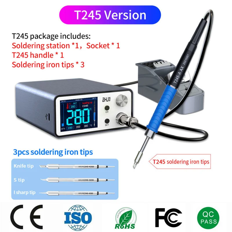 Aixun 200W T3A T3B Smart Soldering Station Support T12 T245 936 Handle Soldering Electric Welding Iron Tips For SMD BGA Repair