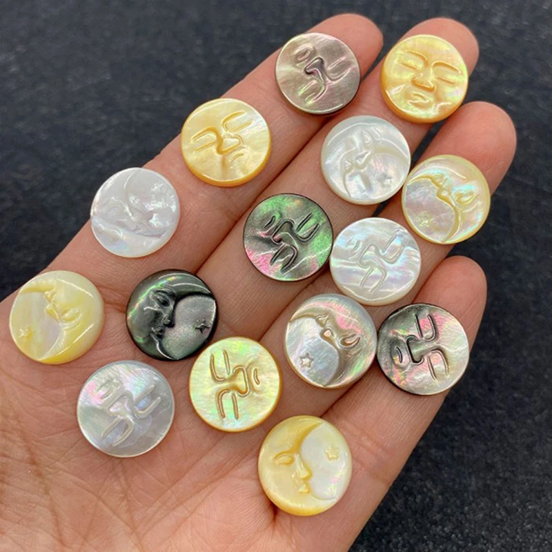 

Natural Sea Shell Interface Beads Carved Moon Stars Smiley Face Boutique Beads DIY Necklace Jewelry Making