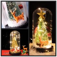 elk santa tree led light foil flower in glass cover christmas decorations for home navidad ornaments decor 2023 new year gifts