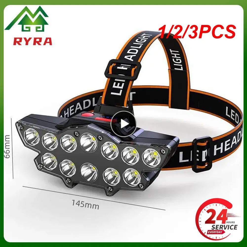 

1/2/3PCS High Power Headlamp USB Rechargeable Head-mounted Flashlight Outdoor Waterproof Spotlight Torch Strong Light Head Lamp