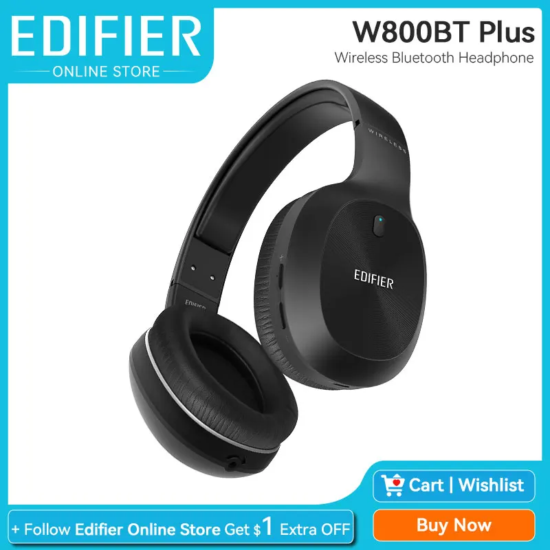 Беспроводные наушники Edifier W800BT Plus, Bluetooth 5,1 cVc8.0, четкое воспроизведение голоса до 55 часов, Bluetooth-гарнитура с поддержкой aptX