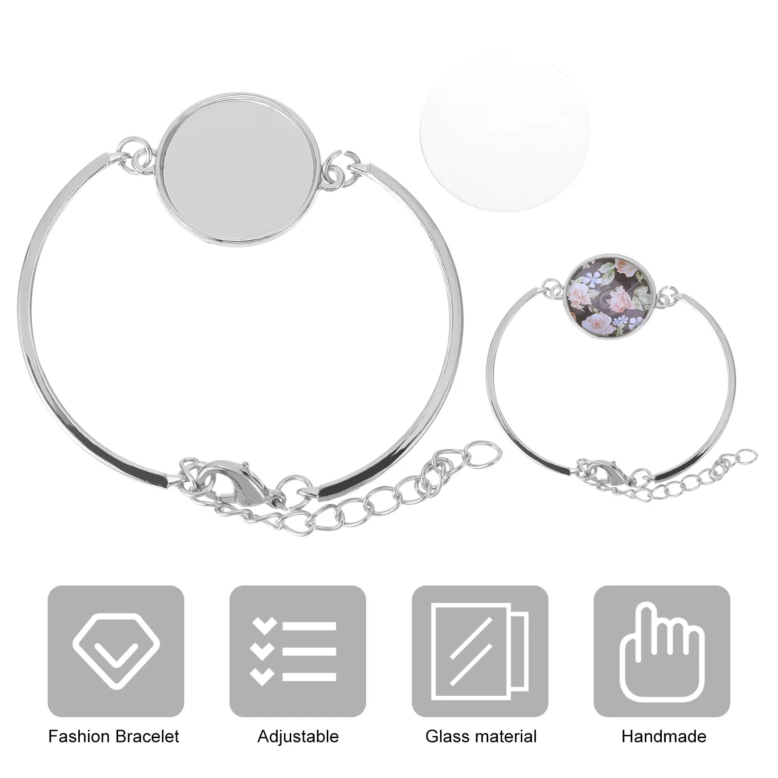 Bracelet Bezel Base Tray Blank Jewelry Bangles Lobster Clasp Round Adjustable Bangle Diy Making