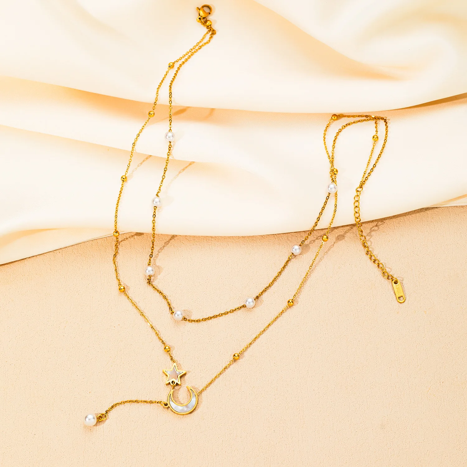 Шикарные ювелирные изделия из нержавеющей стали 316L 2-слойная звезда луна любовь