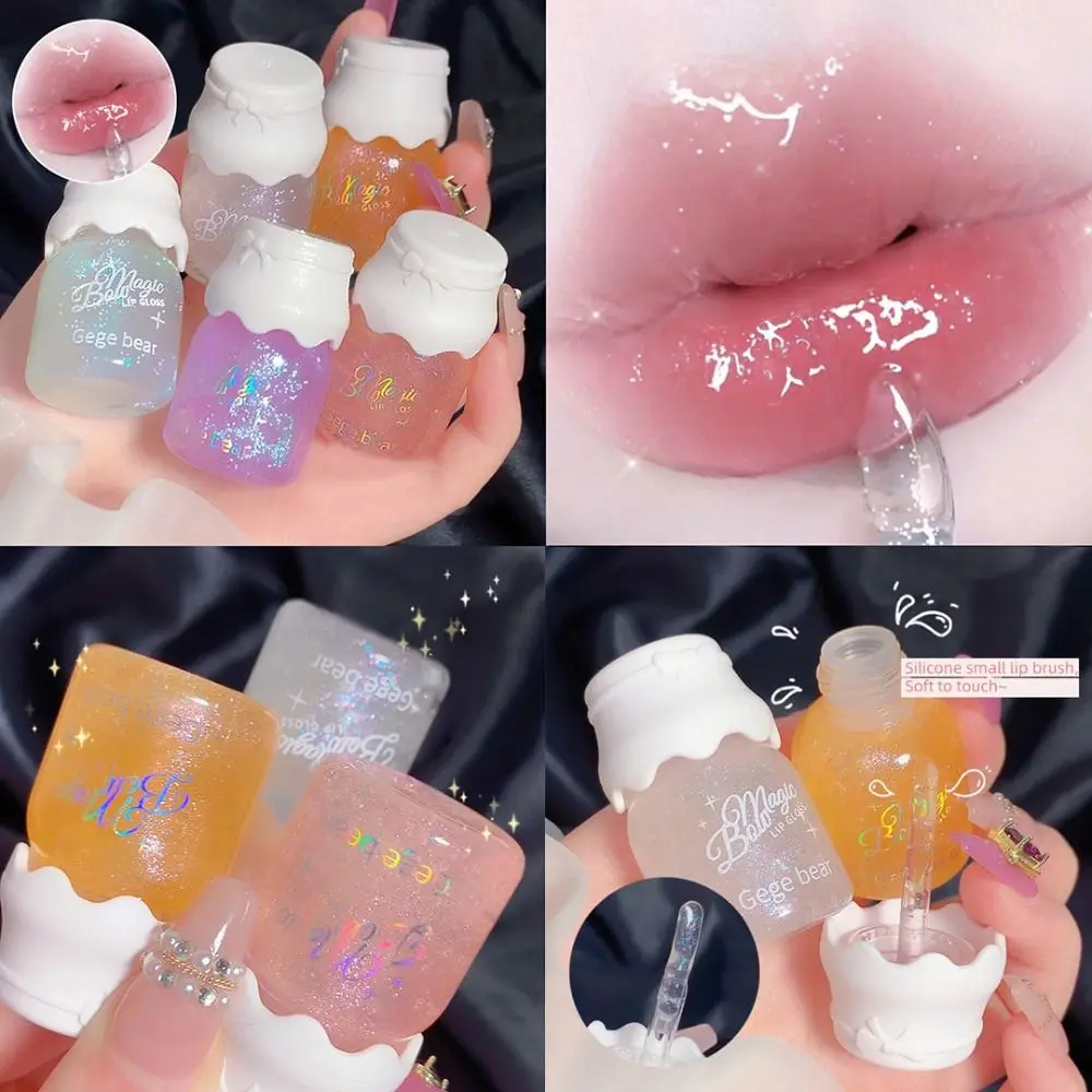 

Cute Milk Jar Lipgloss Lip Plumper Oil Colorless Glitter Lipgloss Long Lasting Moisturizing Lipstick Lipgloss Makeup Cosmetics