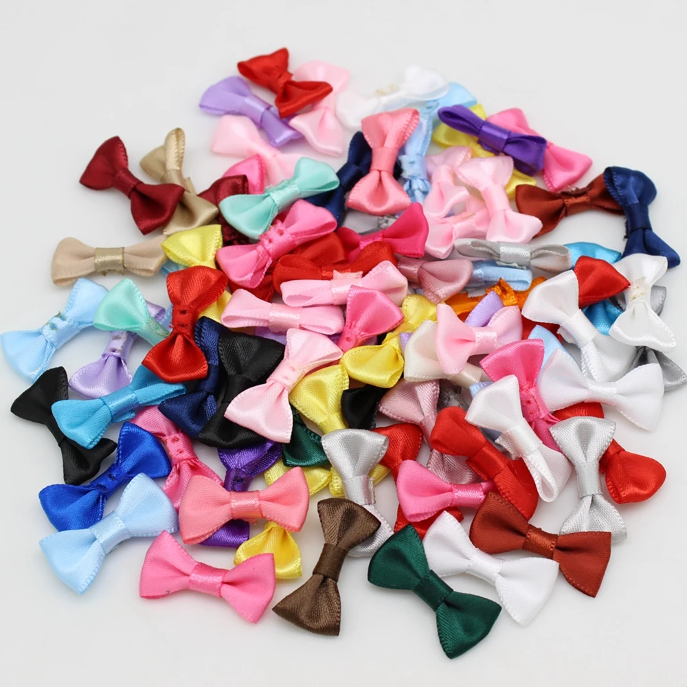 50/100 шт. 15-30 мм мини тканевая лента галстук-бабочка/крошечные атласные банты