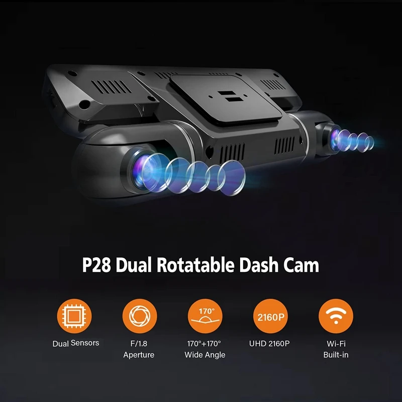 Car Dual Dash Cam with 64G SD Card 2160P Front and Cabin Lens Security Camera Driving Recorder WiFi Taxi Uber |