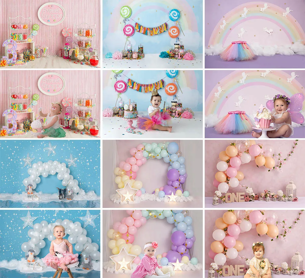 

Birthday Photography Backdrops 1st Baby Shower Cake Smash Photo Background Children Newborn Portrait Party Decorations Props