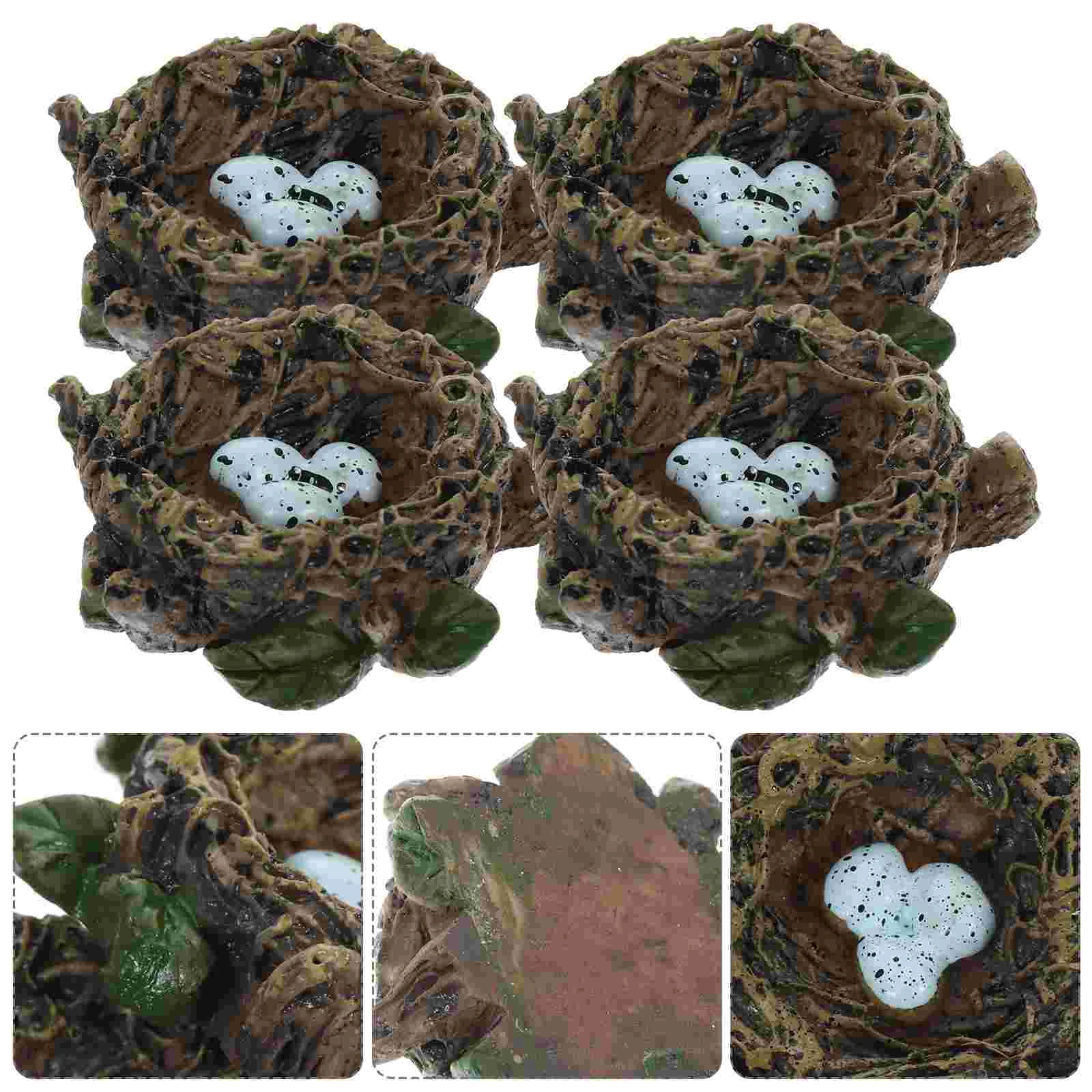 

Simulated Mini Bird Nest Home Crafts Artificial Micro-landscape Prop Birds Decoration Resin Ornament
