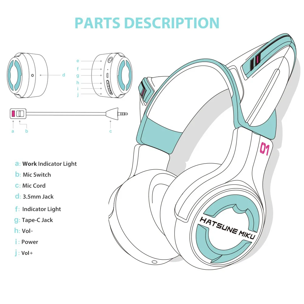 Фото YOWU Hatsune Miku Беспроводные наушники Bluetooth 5,0 Управление через приложение RGB подсветка Оригинальные наушники с милым котом Наушники-вкладыши №5