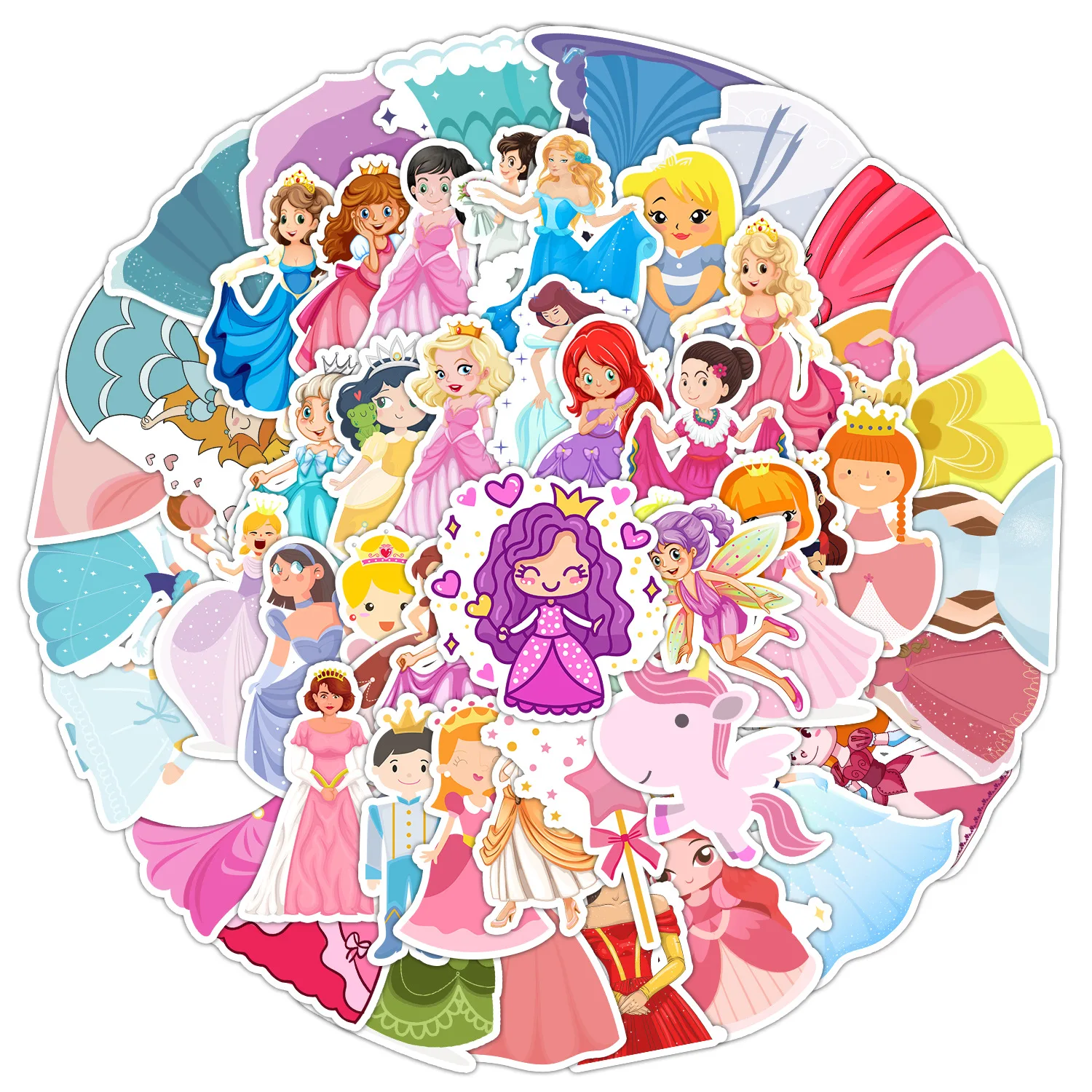 

Princess Stickers For Luggage Phone Laptop Cup Stickers Skateboard Scrapbook Guitar Racing Bicycle Waterproof Decals Cute Gifts
