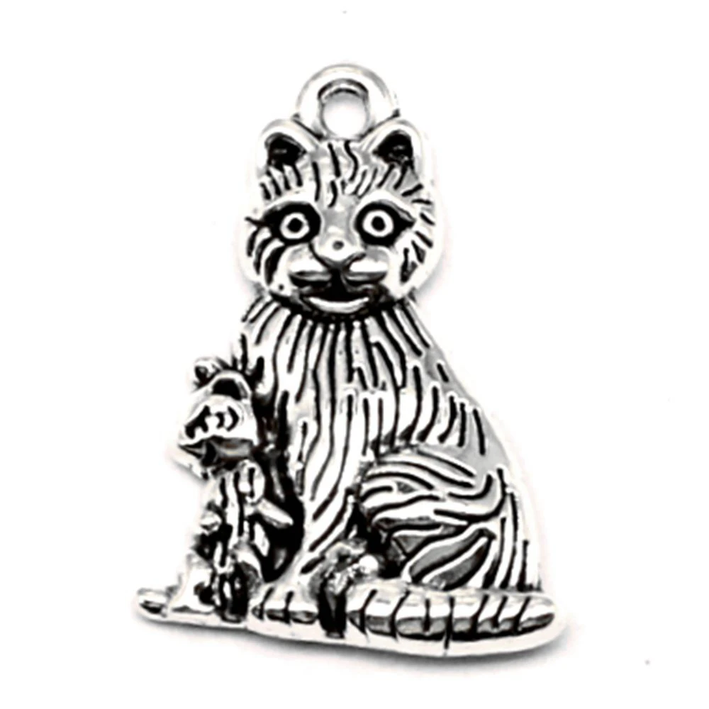 

50pcs Wholesale Jewelry Lots Cat Charms Pendant Supplies For Jewelry Materials 15x21mm