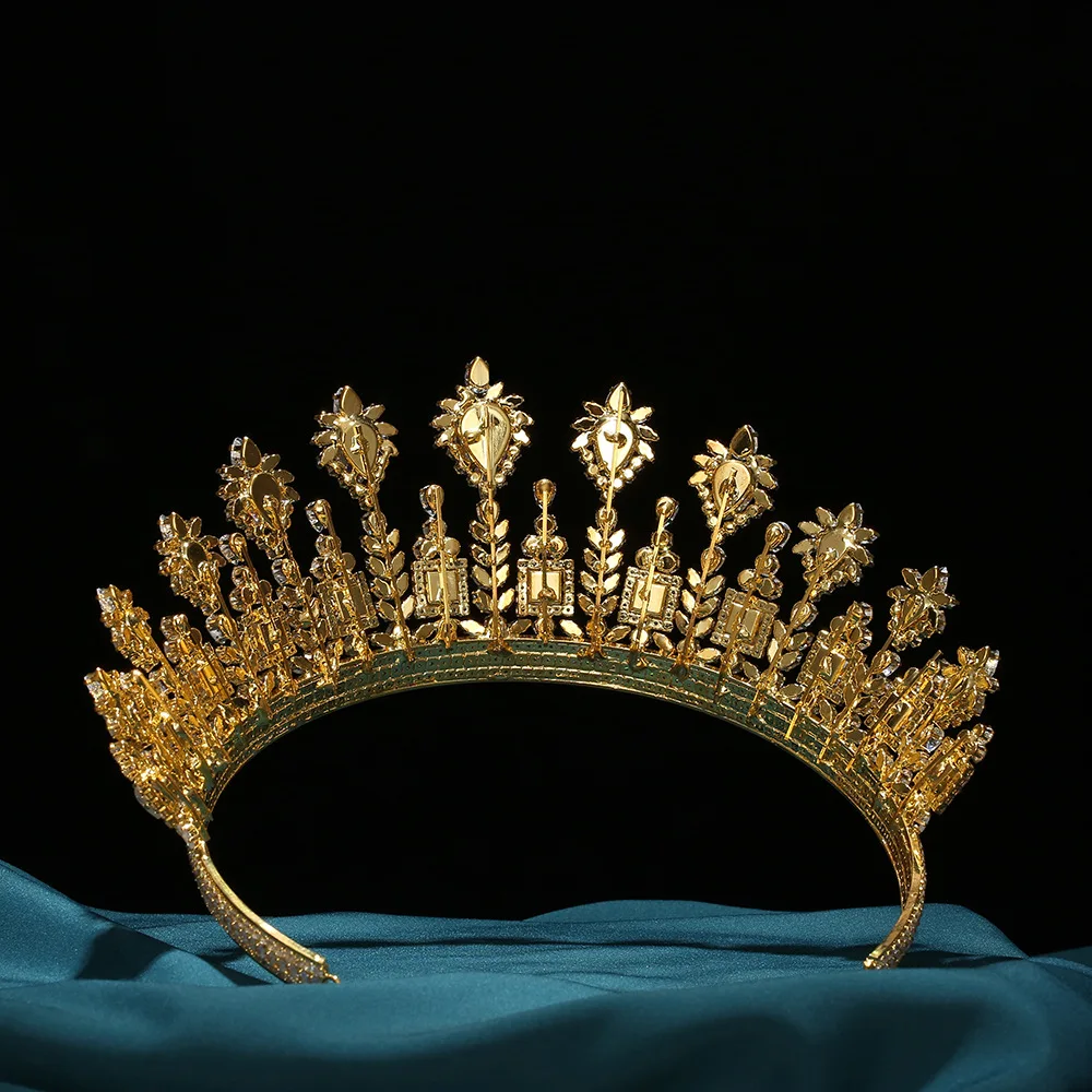 2023 24K Gold Plated/ Platinum Plated Bridal Hair Accessories Wedding in Tiaras Women Bride Queen Vintage Crown Pageant Crowns