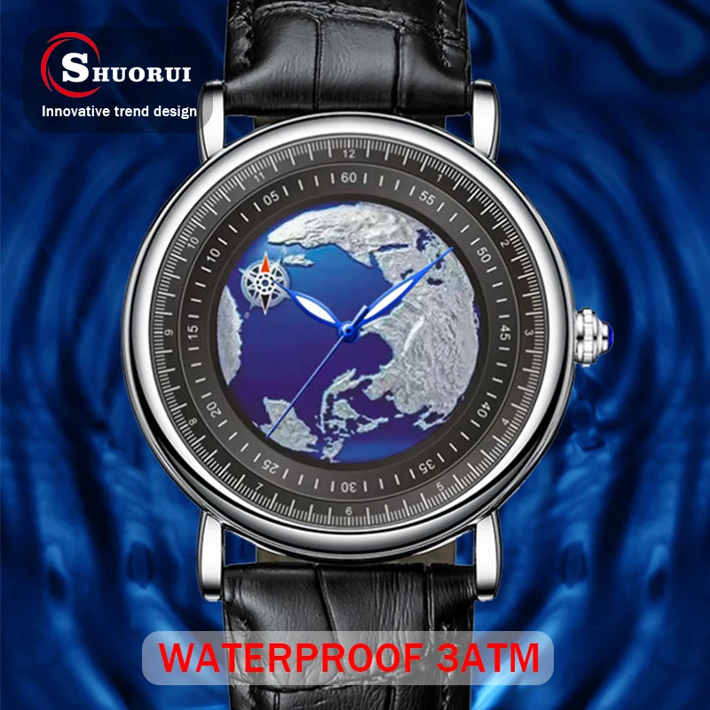 Часы наручные SHUORUI Мужские кварцевые модные деловые повседневные роскошные