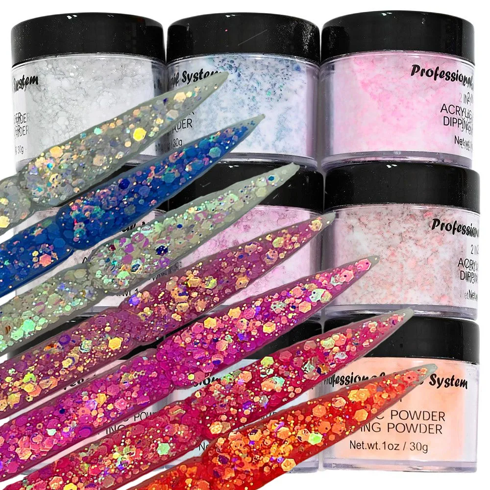 

Acrylic Art Powder Collection: Angel Wing 1oz Acrylic Nail Powder 2021 Summer - Full Collection Chameleon GLITTER ACRYLIC POWDER