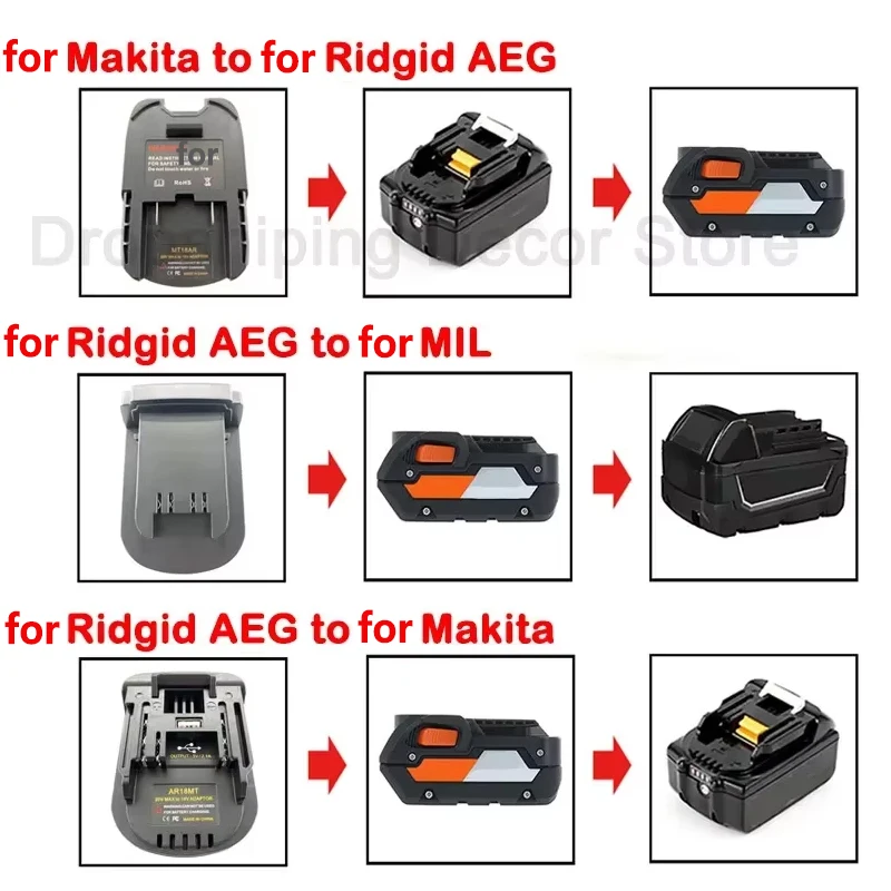Адаптер-переходник для аккумулятора Makita в RIDGID AEG