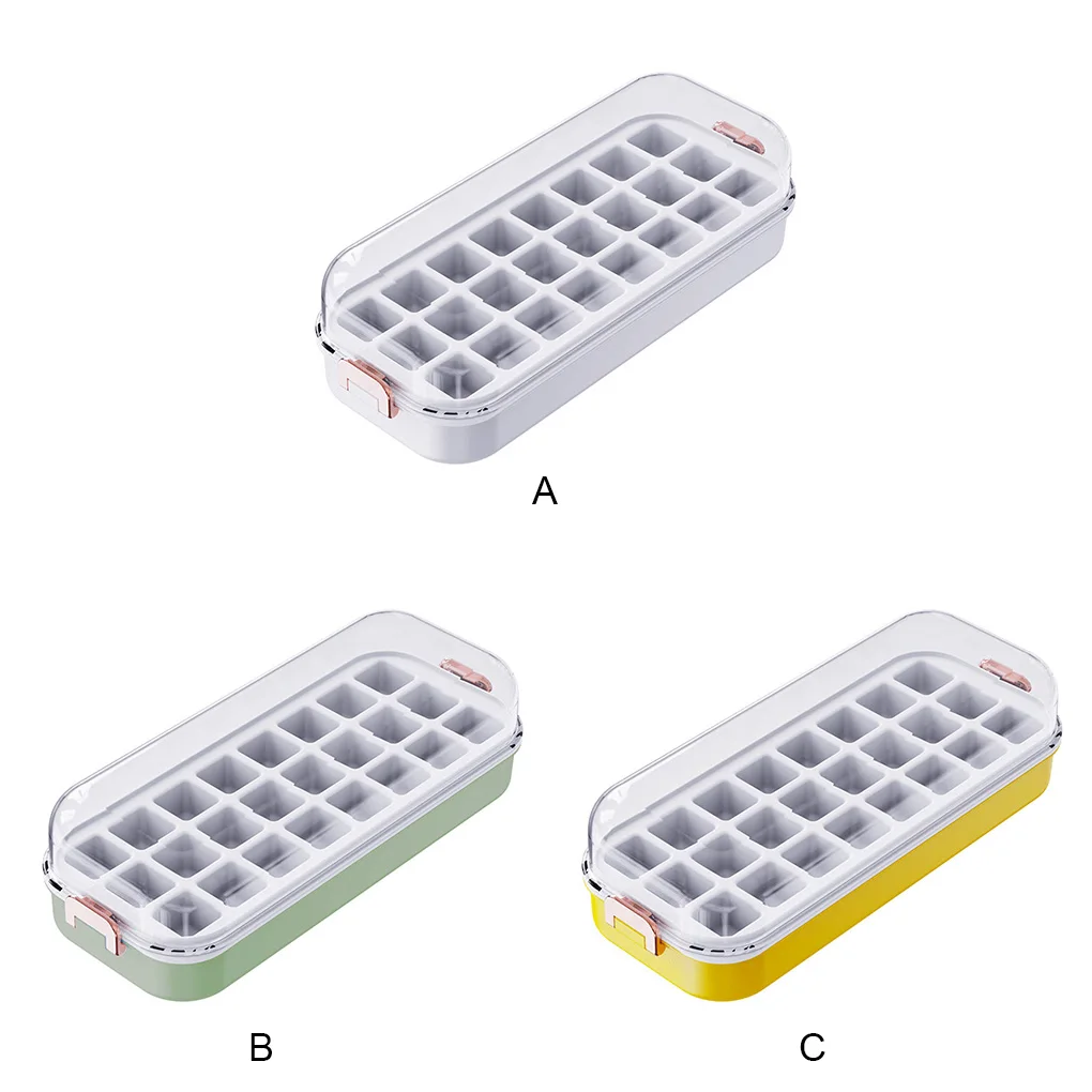 

Ice Cube Tray Transparent Lid Beverage Freezing Mold Washable Reusable Dust-proof Freezer Mould Accessory White