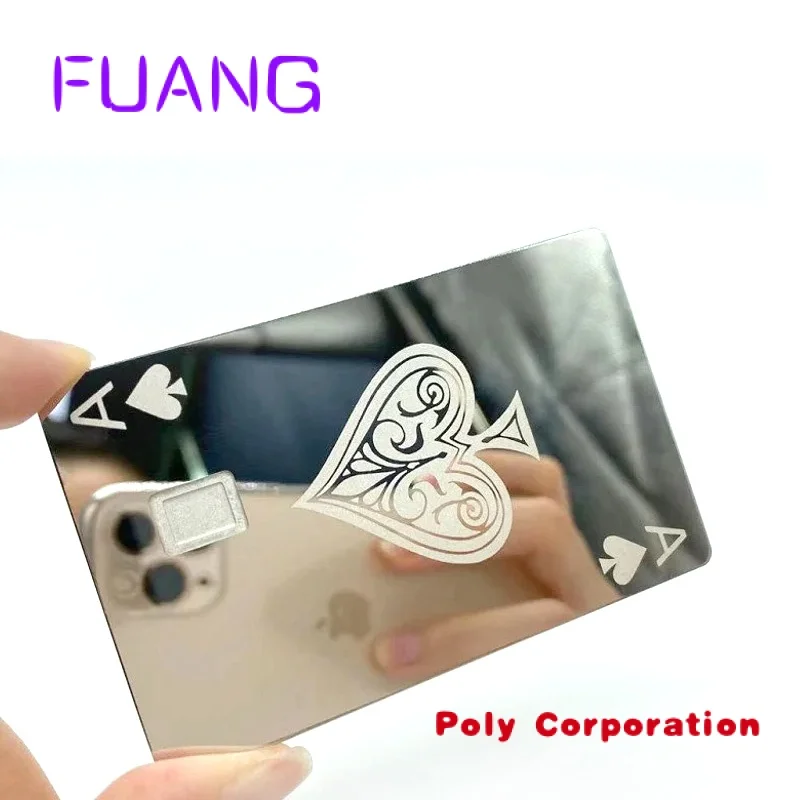 

Sublimation Blank Custom Metal Mirror Etched NFC Business Card Trading Card Visa Laser Metal Credit Magnetic Stripe Card