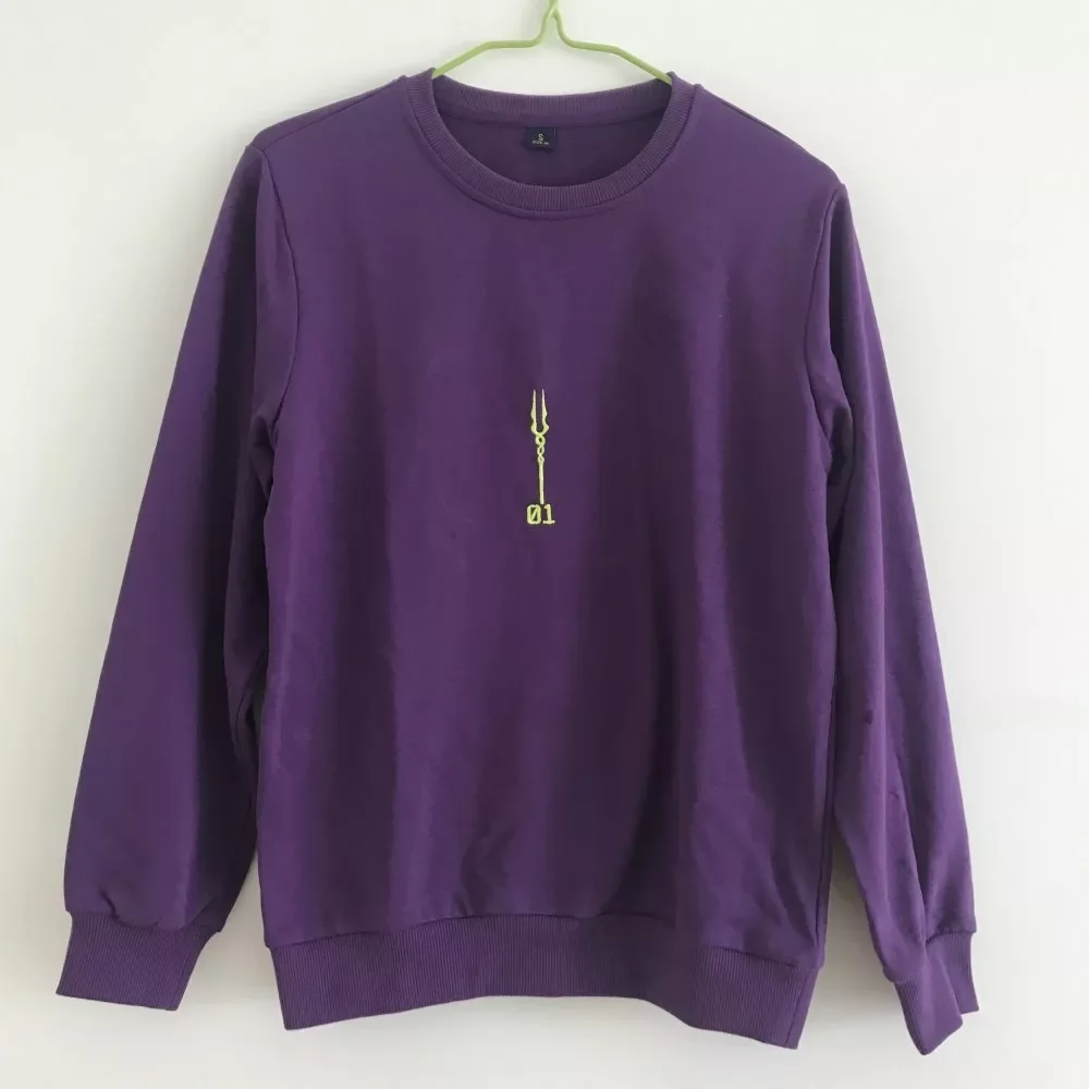 

NEW IN EVA 01 Spear of Longinus Embroidery Sweatshirt Purple Casual Pullover Round Neck Sweater