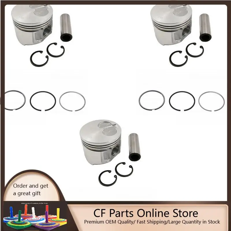 

New 3 Sets STD Piston Kit With Ring 119620-22090 Fit For Yanmar 3TNA72 Engine 72MM