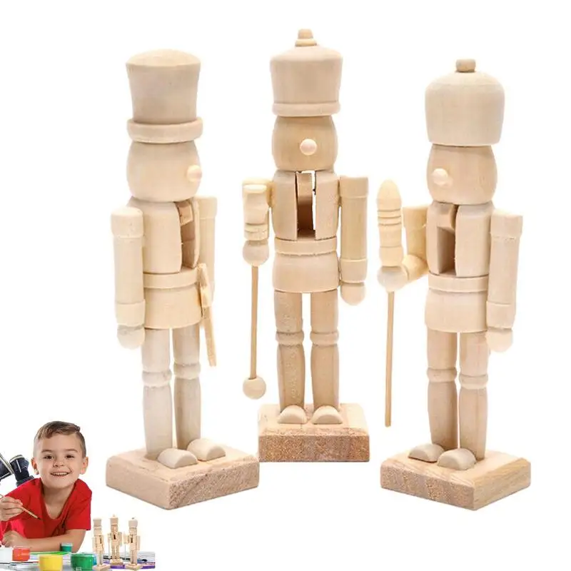 

Wooden Nutcracker Wood Unpainted Nutcracker Ornaments Handmade DIY Traditional Nutcracker Decorations For Fall Festive Christmas