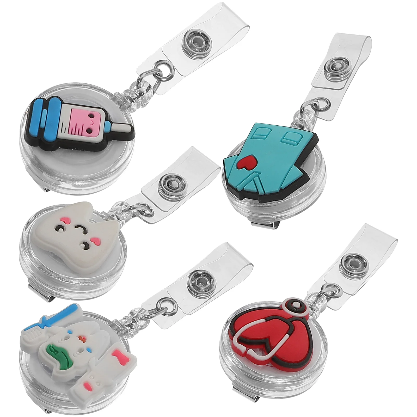 

5 Pcs Easy-to-pull ID Holder Retractable Badge Clip Tag Nurse Reel Labels Work Employee