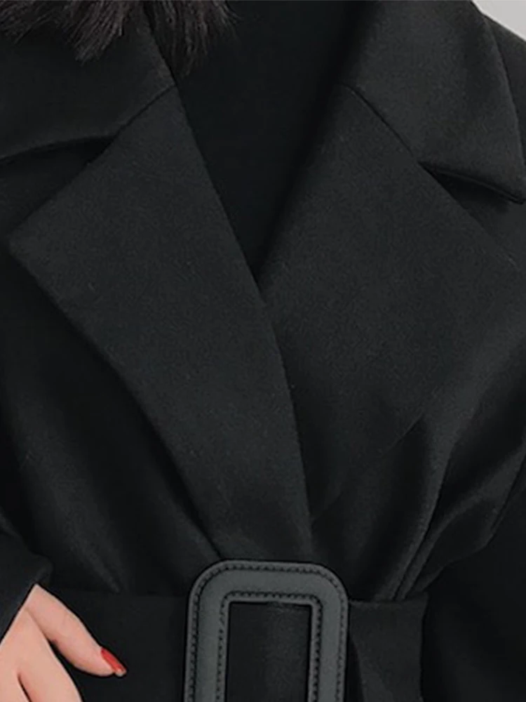 Lautaro Весенне-осенний длинный черный тренч женский оверсайз с ремнем Подиум