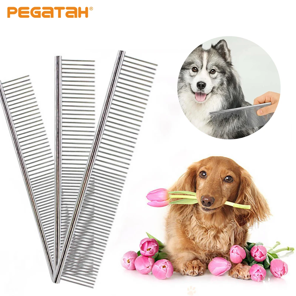 

Расческа для собак и кошек, расческа для удаления шерсти домашних животных, из нержавеющей стали, уход за домашними животными, мягко удаляет волосы с узлом