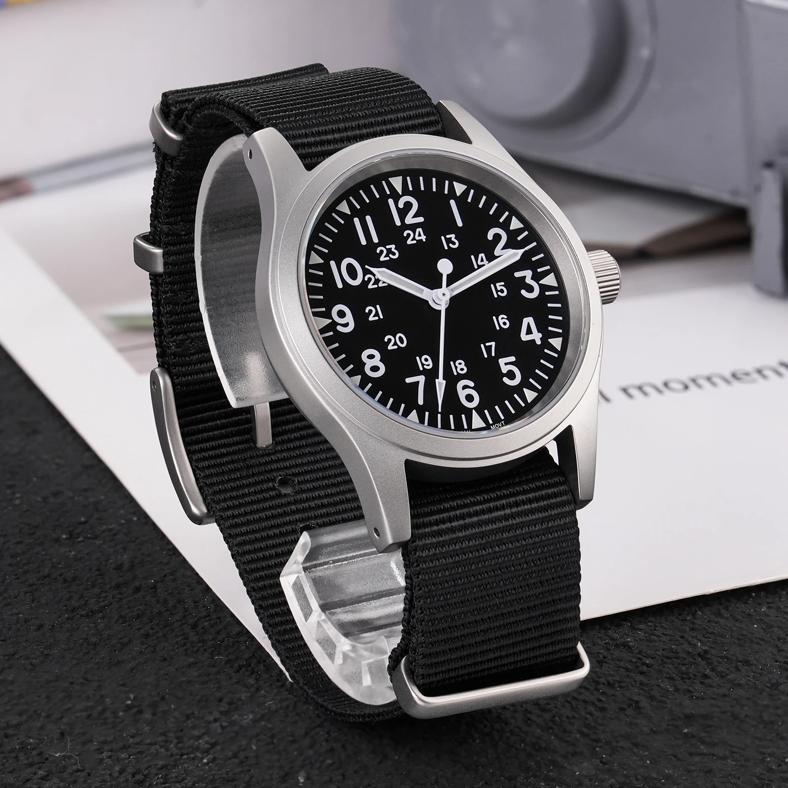 Militado ML05 Военные часы VH31 с куполообразным механизмом и сапфировым стеклом, наручные часы с высоким прозрачным AR-покрытием, 38 мм, винтажные часы (art.: 3920cf415be0c) - 3920cf415be0c