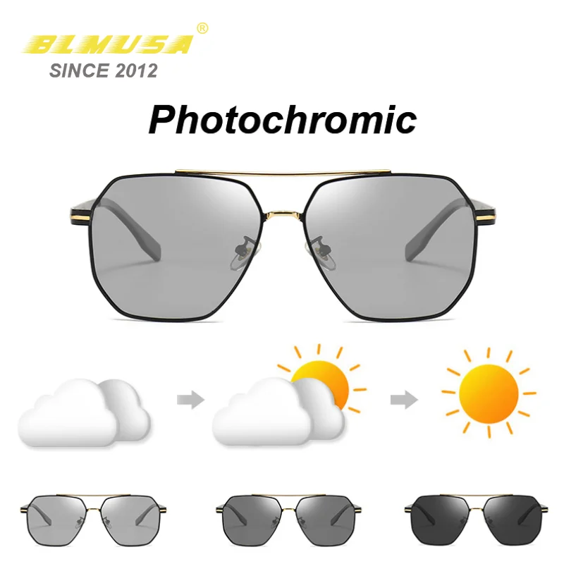 

BLMUSA New Polarized Photochromic Sunglass Men Business Discoloration Sun Glasses Cool Men Car Driving Sunglasses For Men UV400