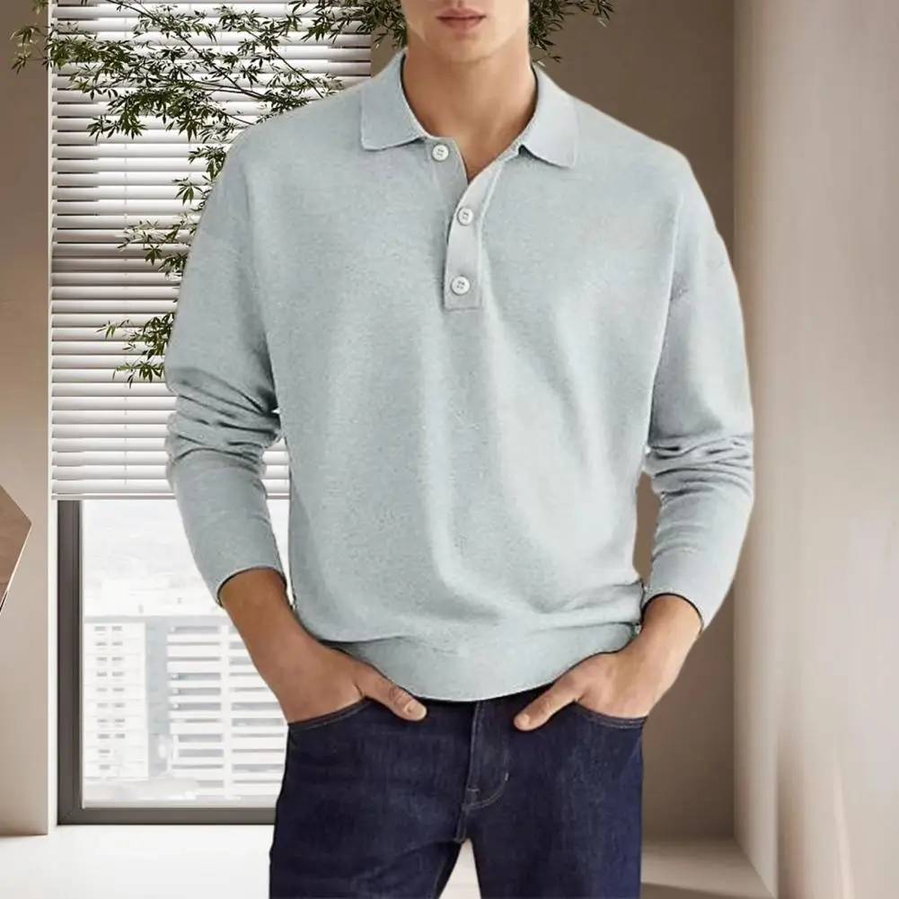 

Рубашка мужская с V-образным вырезом, Мягкая универсальная сорочка с полупуговицами, повседневная однотонная одежда, весна-осень