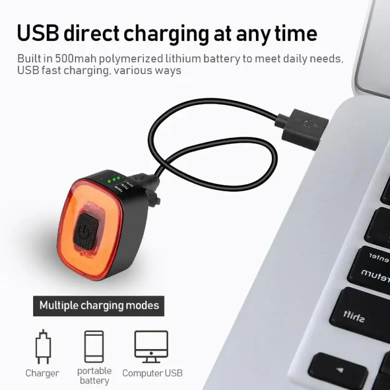 

Bicycle Taillight Intelligent Induction Brake Light USB Waterproof LED Bike Rear Light Safety Warning Bike Bicycle Light Lamp