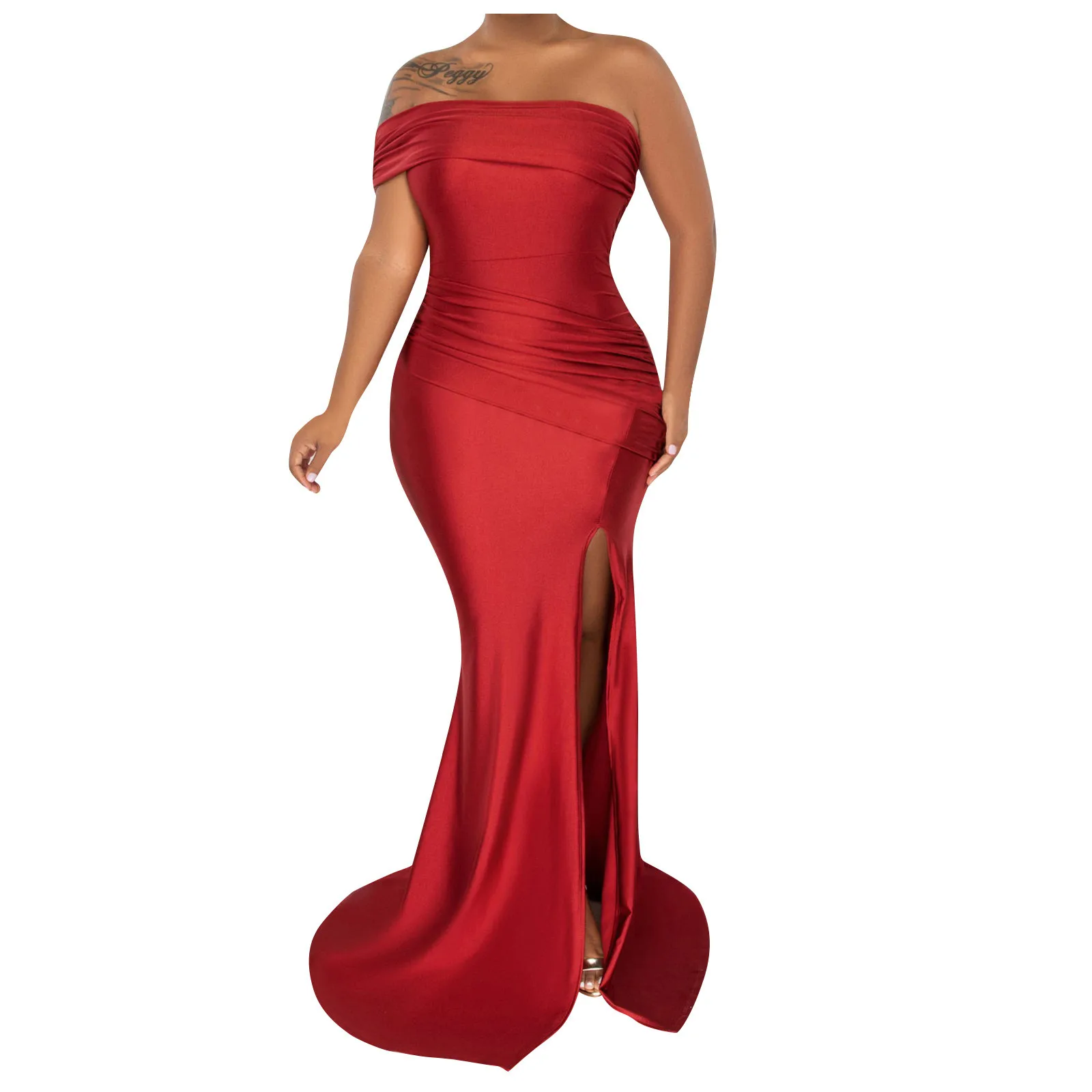 

Женское модное однотонное платье с косым плечом и одной горловиной элегантные женские платья для вечерние 2023 Лидер продаж