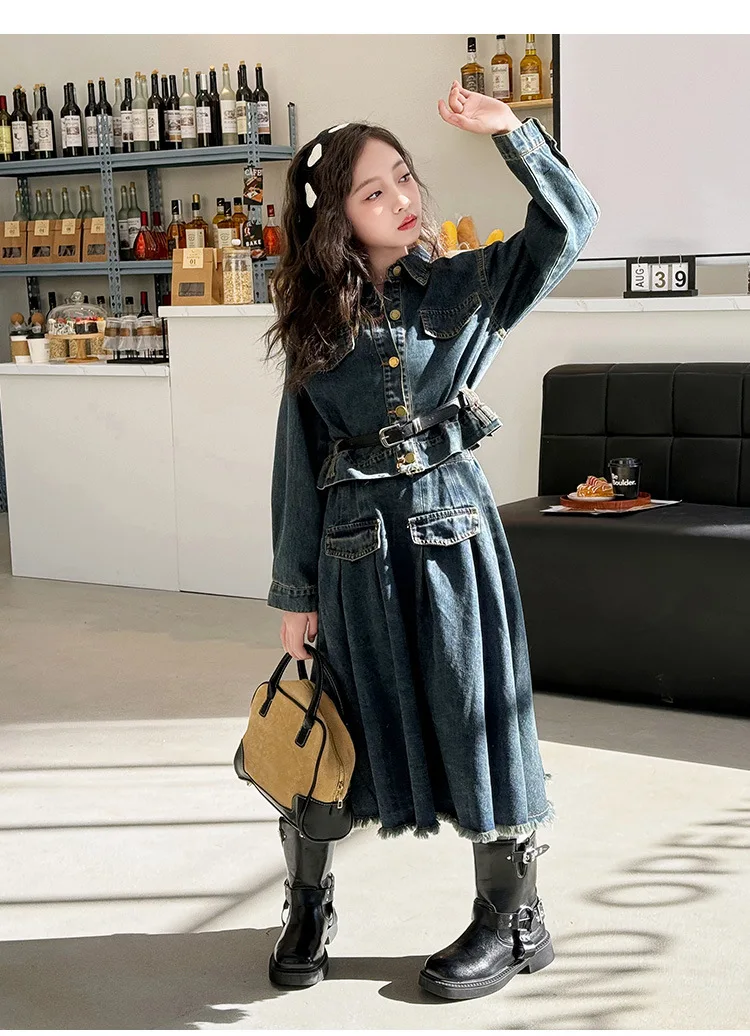 dziewczynie garnitury koreańska spódnica dżinsowa zestaw 2024 wiosna nowe małe dziewczynki koreański temperament dwuczęściowa odzież