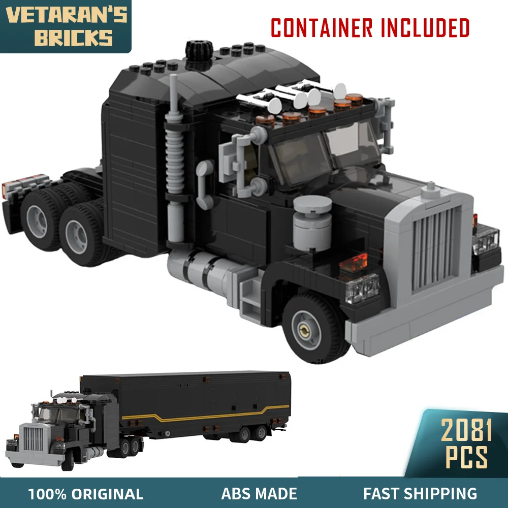 

MOC Cargo Truck Knight Rider Long Vehicle Container Trailer Movie Props Car Model Children Toy Brick for Kids Building Blcoks