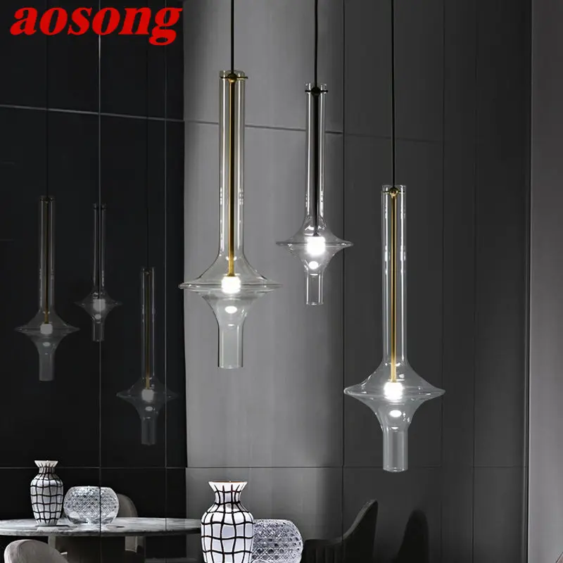 

AOSONG Nordic Hanging Lamp Modern Glass Design Simply Creative Pendant LED Lights for Home Bedroom