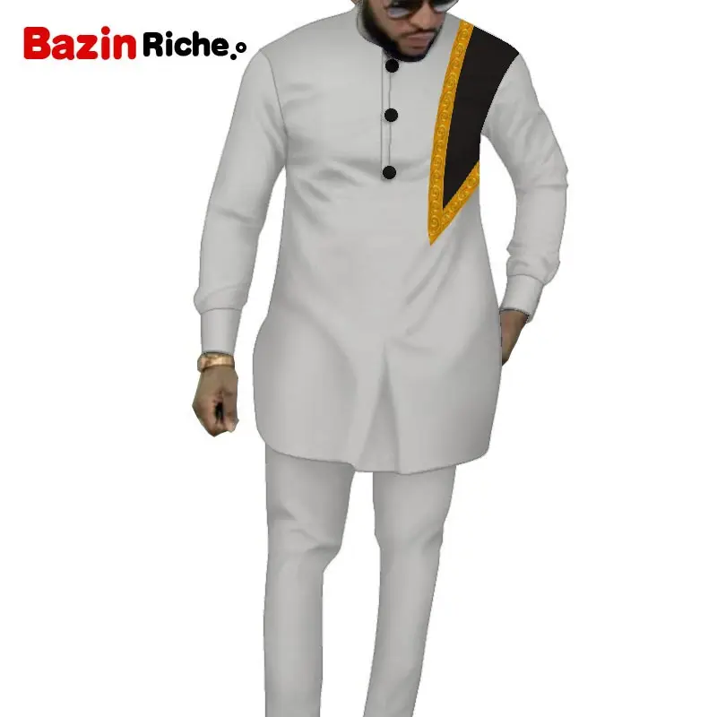 Африканская Мужская одежда костюм Дашики Мужские штаны комплект одежды из 2