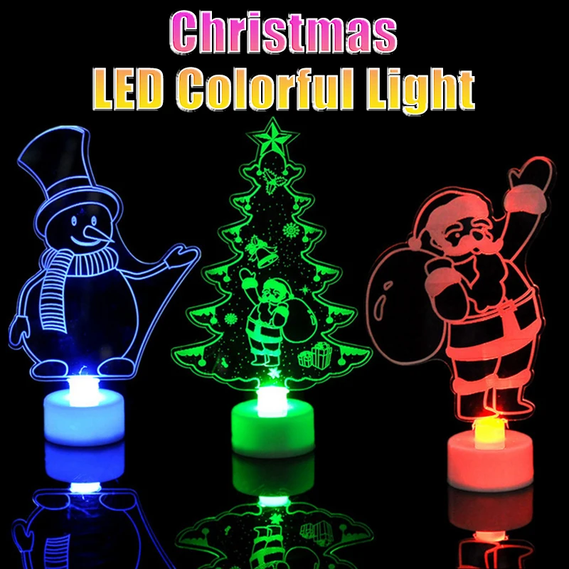 

Santa Claus Light LED Colorful Changing Luminous Lamp Acrylic Christmas Decoration Lights Xmas Tree Snowman Santa Claus Gifts