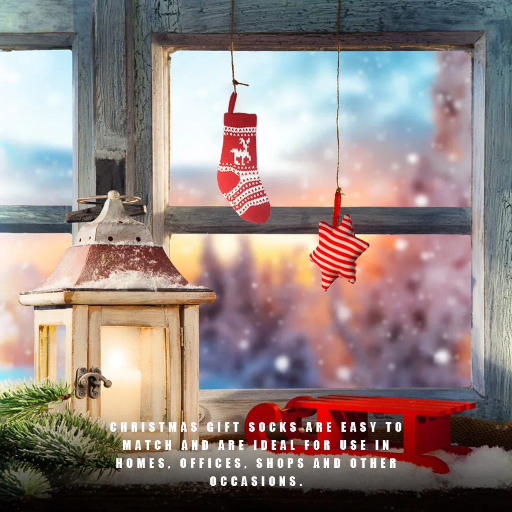 

Christmas Hanging Sock Fireplace Window Wall Knitted Sock Candy Gift Storage Home Decoration, White